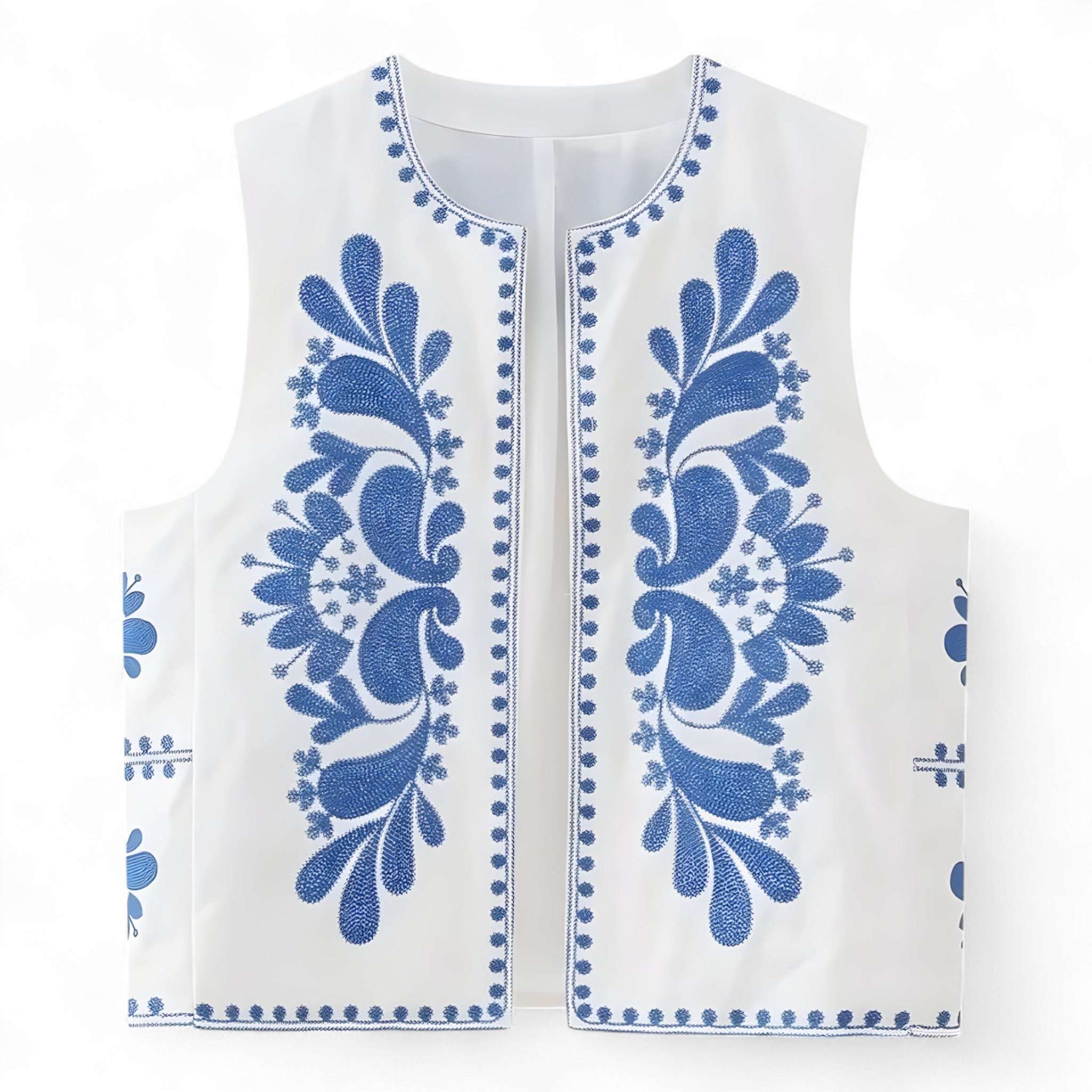 Gilets : Arietta | Gilet Sans Manche Femme Brodé Multicolore in Blanc van Seroa