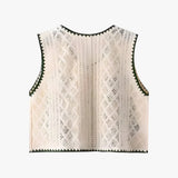 Pulls et gilets : Driana | Gilet Sans Manche Femme en Crochet Brodé Floral in van Seroa