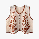 Pulls et gilets : Driana | Gilet Sans Manche Femme en Crochet Brodé Floral in Roug Taille Unique van Seroa