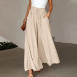 skirts : Jade – Pantalon palazzo ample à jambes larges et taille haute in Beige van Seroa