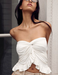 Haut Bustier Torsadé Femme Cour Blouses et Chemises