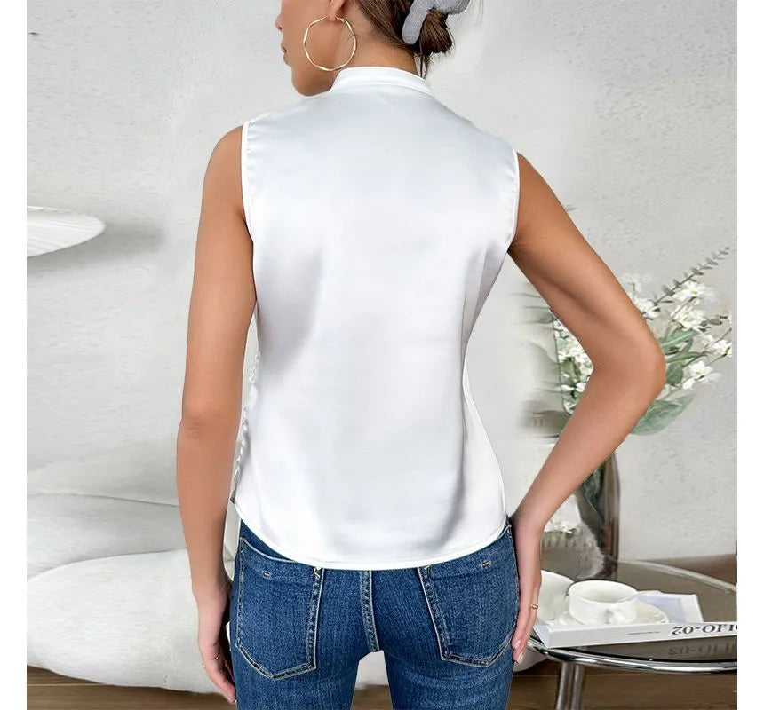Haut Femme Élégant Sans Manches Monochrome 3