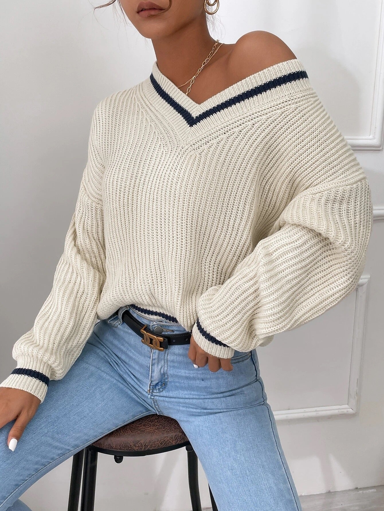 Haut Femme Patchwork Col V Casual 1