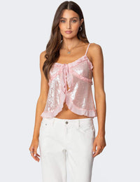 Haut Court Glamour avec Paillettes Femme