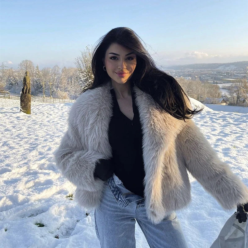 Manteau Femme Élégant en Fausse Fourrure 2