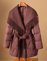 Manteau Hiver Femme Mi-Long Blanc Laine Autumn Collection