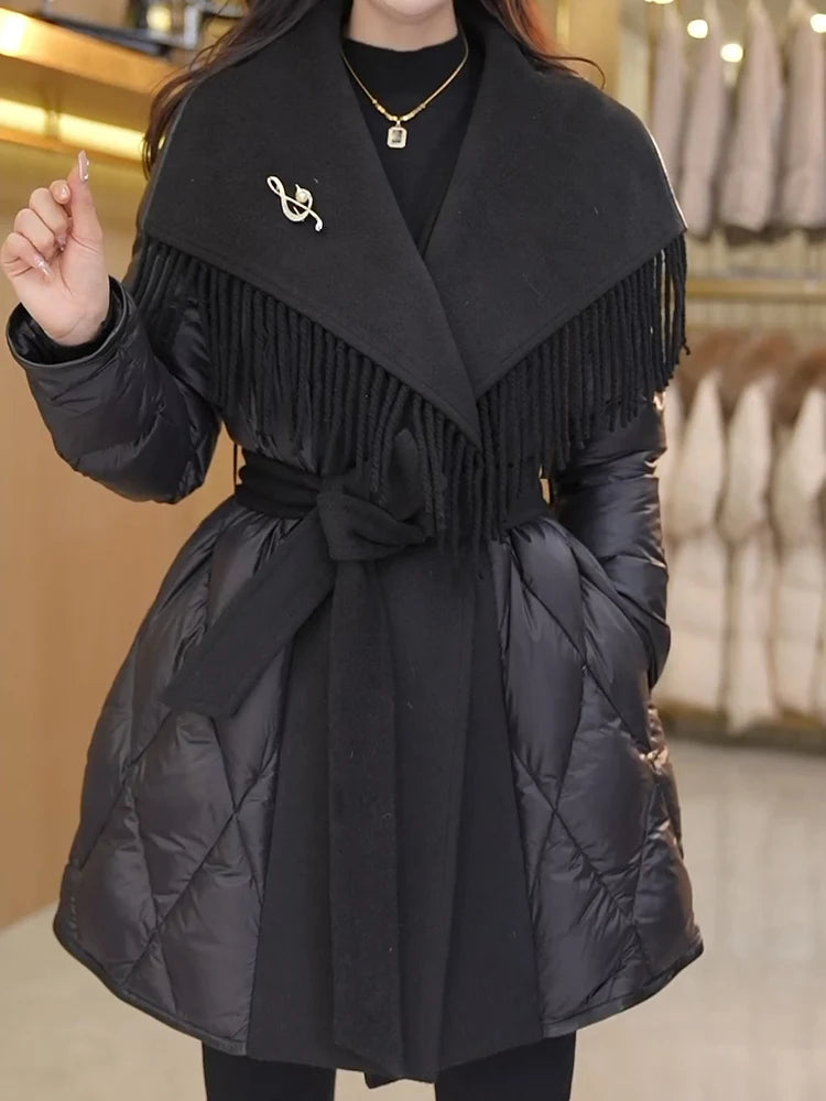 Manteau Hiver Femme Élégant Mi-Long 5