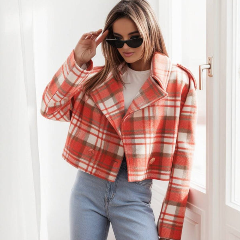 Manteau Hiver Femme Élégant à Carreaux 4