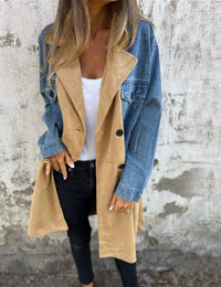 Damen-Wintermantel mit doppelter Knopfreihe Polyester