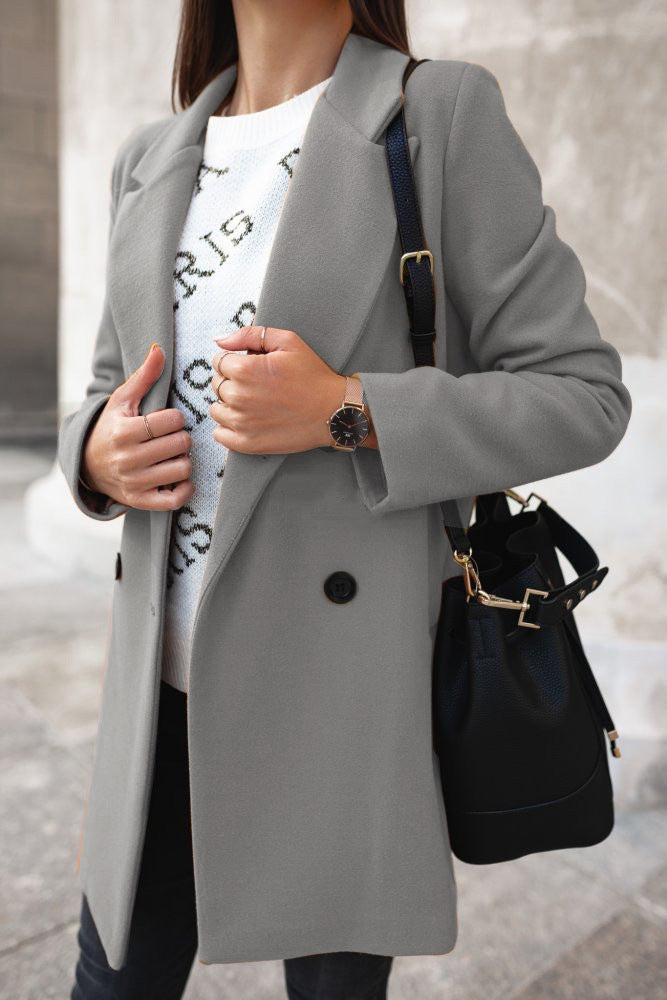 Manteau Hiver Femme Élégant à Revers 0