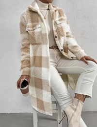 Oversize Damen-Wintermantel kariert Trendiger Look