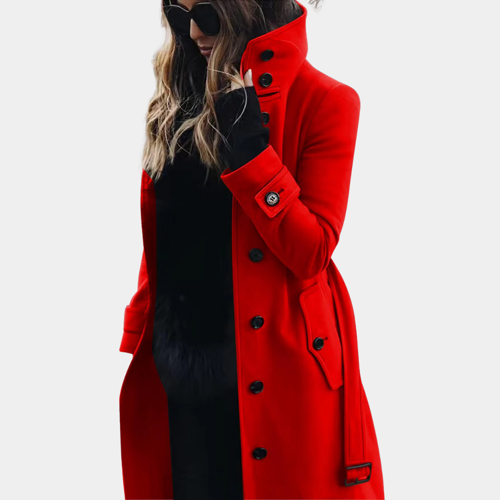 Manteau Hiver Long Femme Élégant Col Haut 3