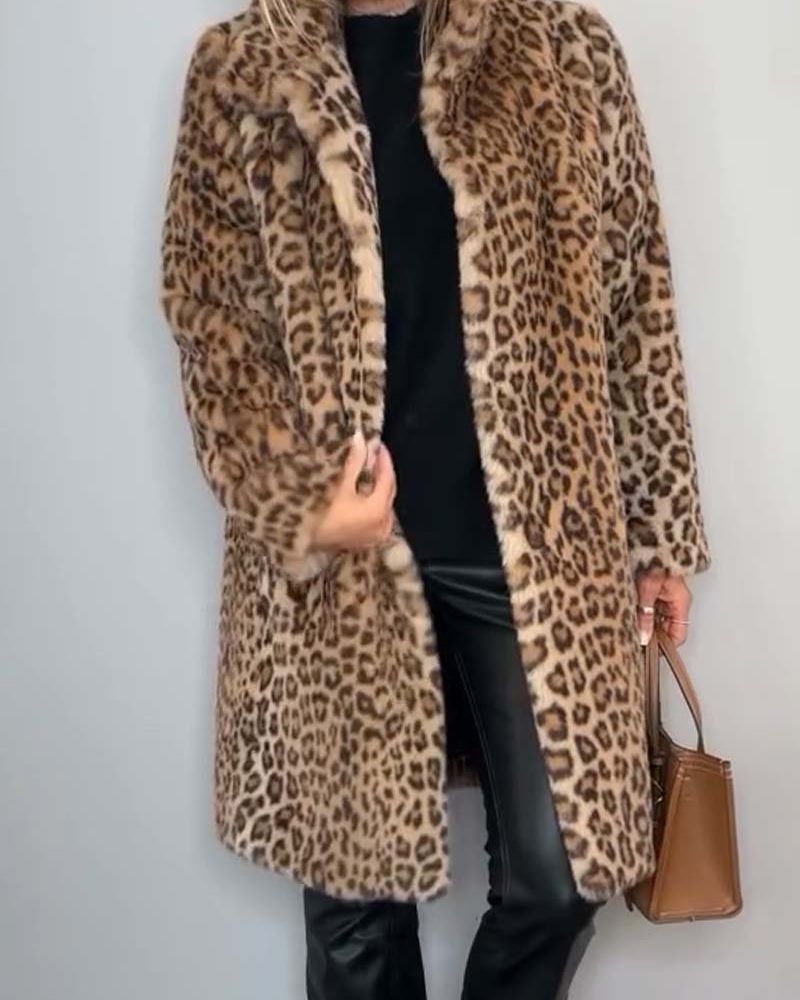 Manteau Long Femme Chic à Motif Léopard 1