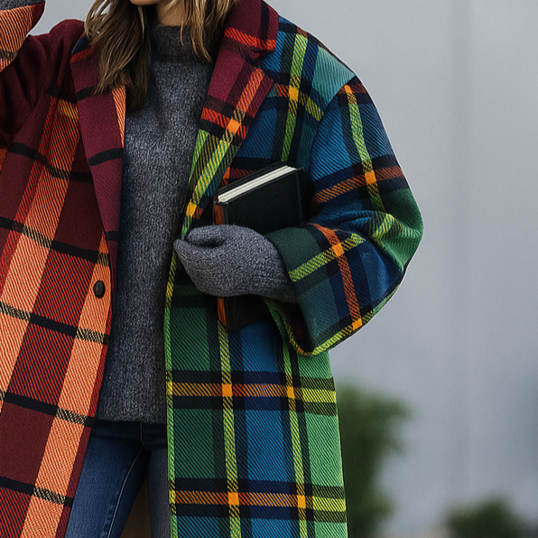Manteau Long Femme Hiver à Carreaux 2