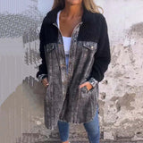 Manteau Long Femme Hiver en Denim Sherpa 1
