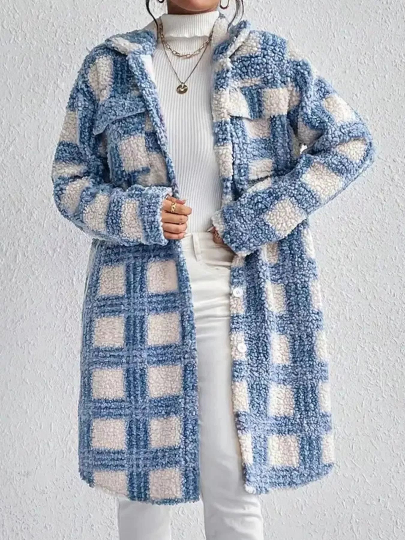 Manteau Long Hiver Femme Chic en Bouclé 3