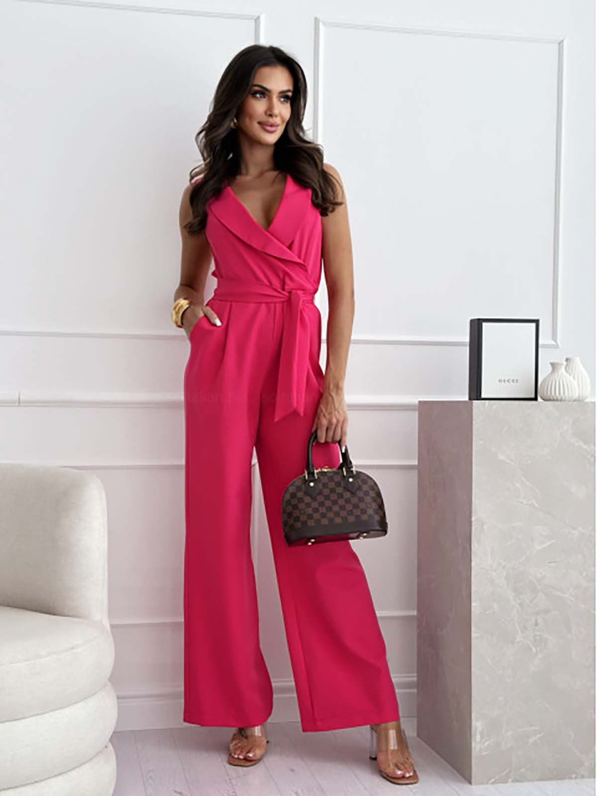 dresses : Sofia – Combinaison Élégante Sans Manches à Jambes Larges et Ceinture in van Seroa