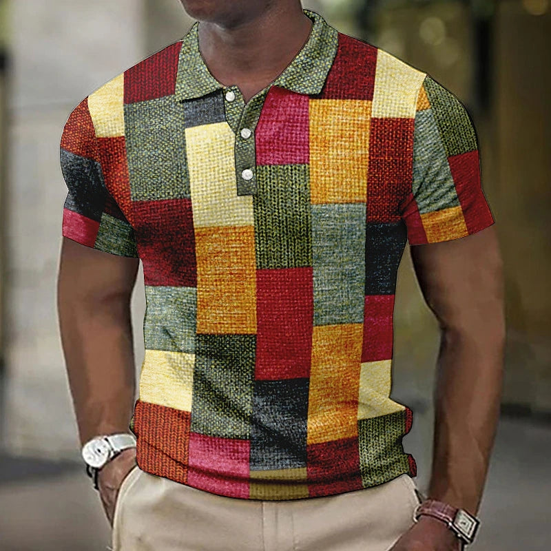 other : Jorden – Polo au Style Rétro avec Motifs Patchwork Audacieux in Rouge van Seroa