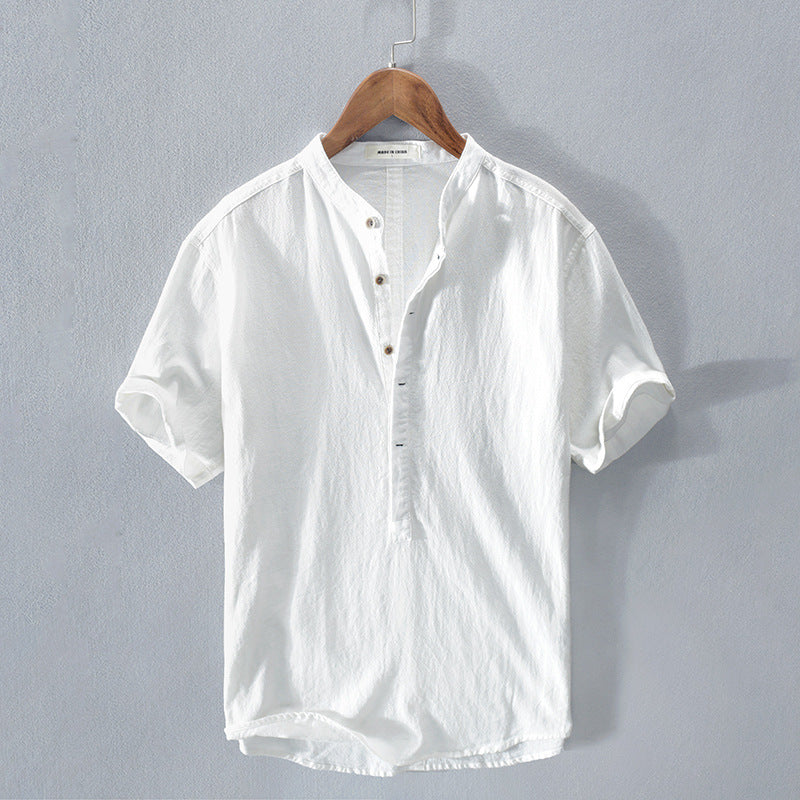 top blouses : Roy – Chemise Décontractée Légère en Lin avec Boutons in Blanc van Seroa