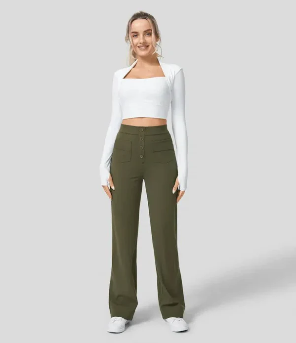 Pantalon Femme Élastique Taille Haute 2