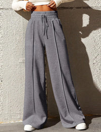 Bequeme, fließende Damenhose mit hoher Taille aus Baumwolle