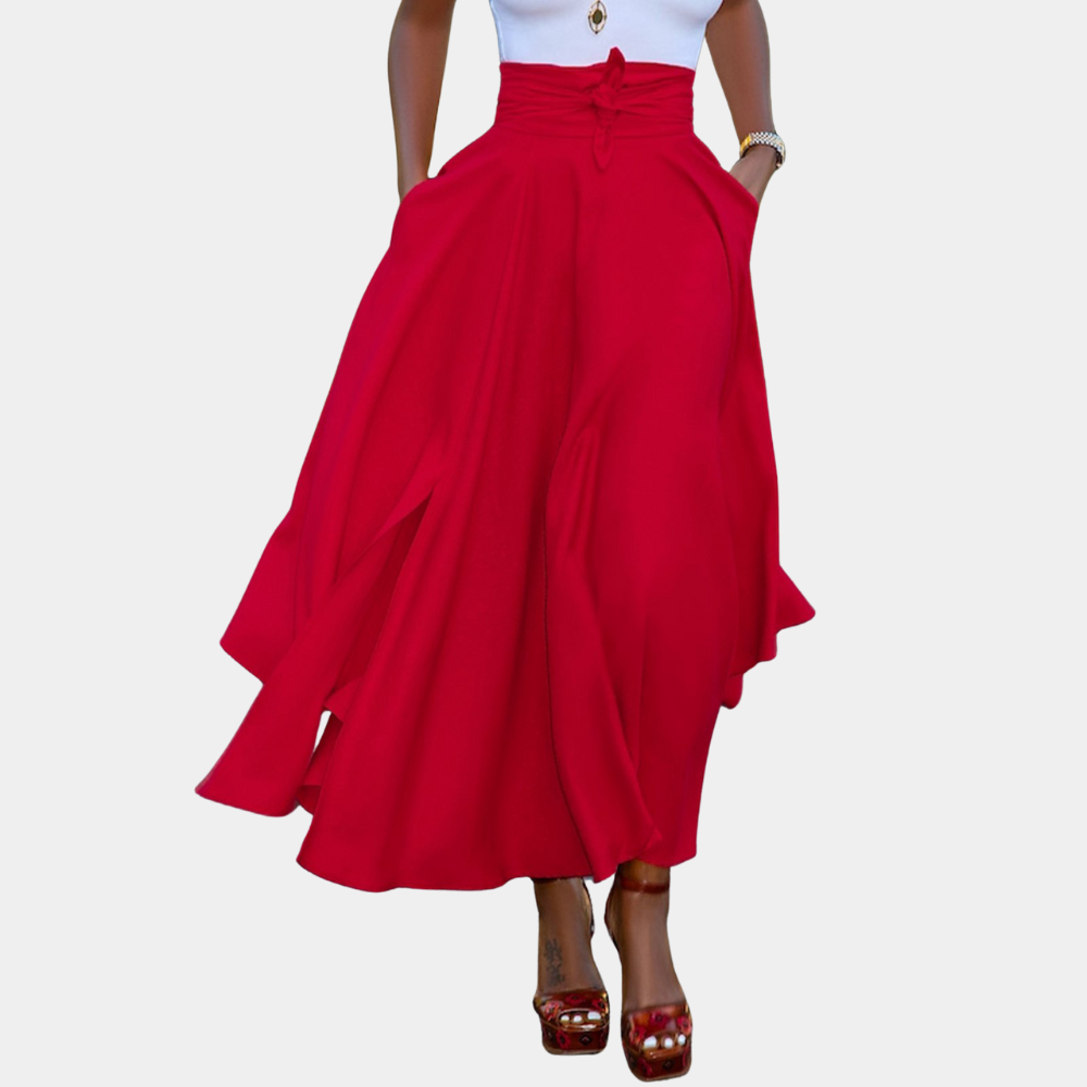 Pantalon Fluide Femme Taille Haute Élégant 0