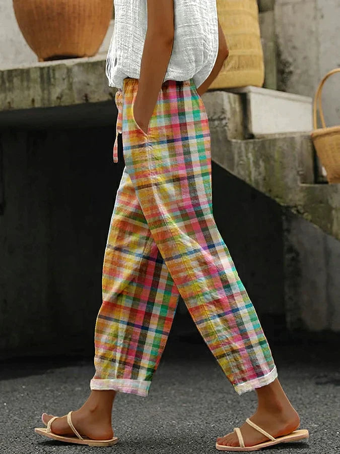 Pantalons Femmes Décontractés à Carreaux 0