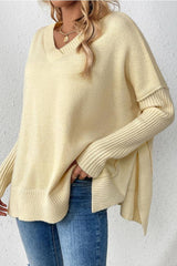 Pull Décontracté À Manches Longues Col En V 2