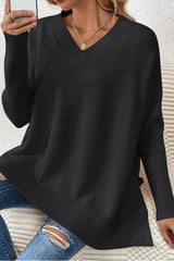 Pull Décontracté À Manches Longues Col En V 4
