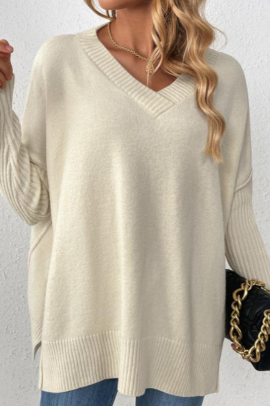 Pull Décontracté À Manches Longues Col En V 7