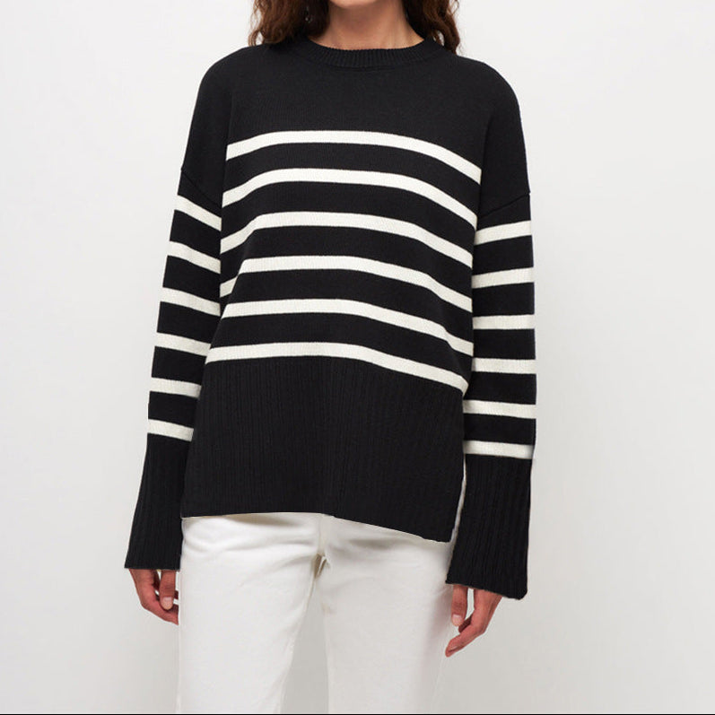 Pull Femme Ample Aérien Rayé 0
