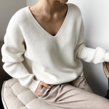 Pull Femme Ample Col V Élégant 2