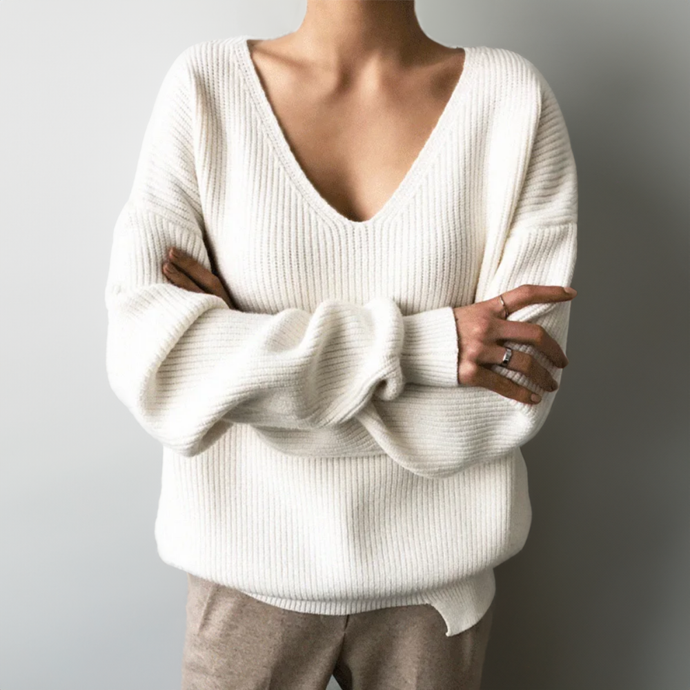 Pull Femme Ample Col V Élégant 3