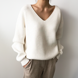 Pull Femme Ample Col V Élégant 4