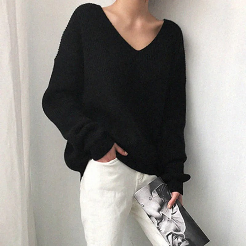 Pull Femme Ample Col V Élégant 5