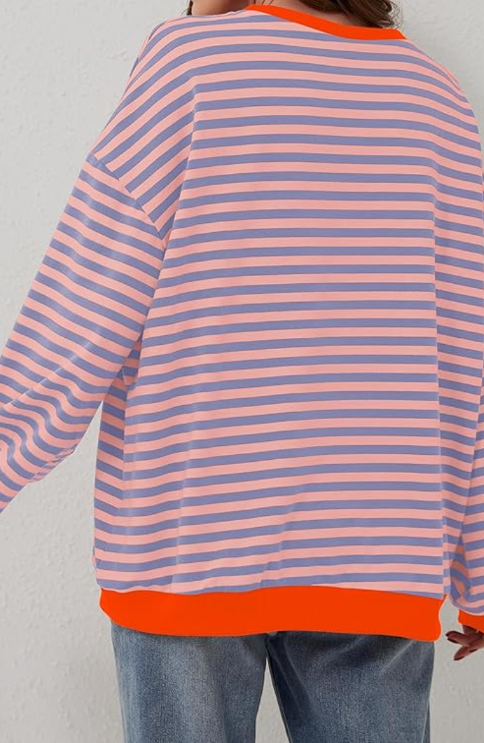 Pull Femme Ample à Rayures Élégant 8