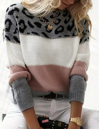 Damenpullover Leopardenmuster Bequem Herbstkollektion