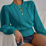 Lori | Pull Femme Chic Manches Lanternes Torsadé