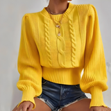 Lori | Pull Femme Chic Manches Lanternes Torsadé