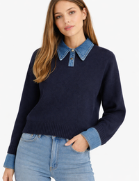 Damenpullover mit Hemdkragen Zeitgenössische Mode Neue Kollektion