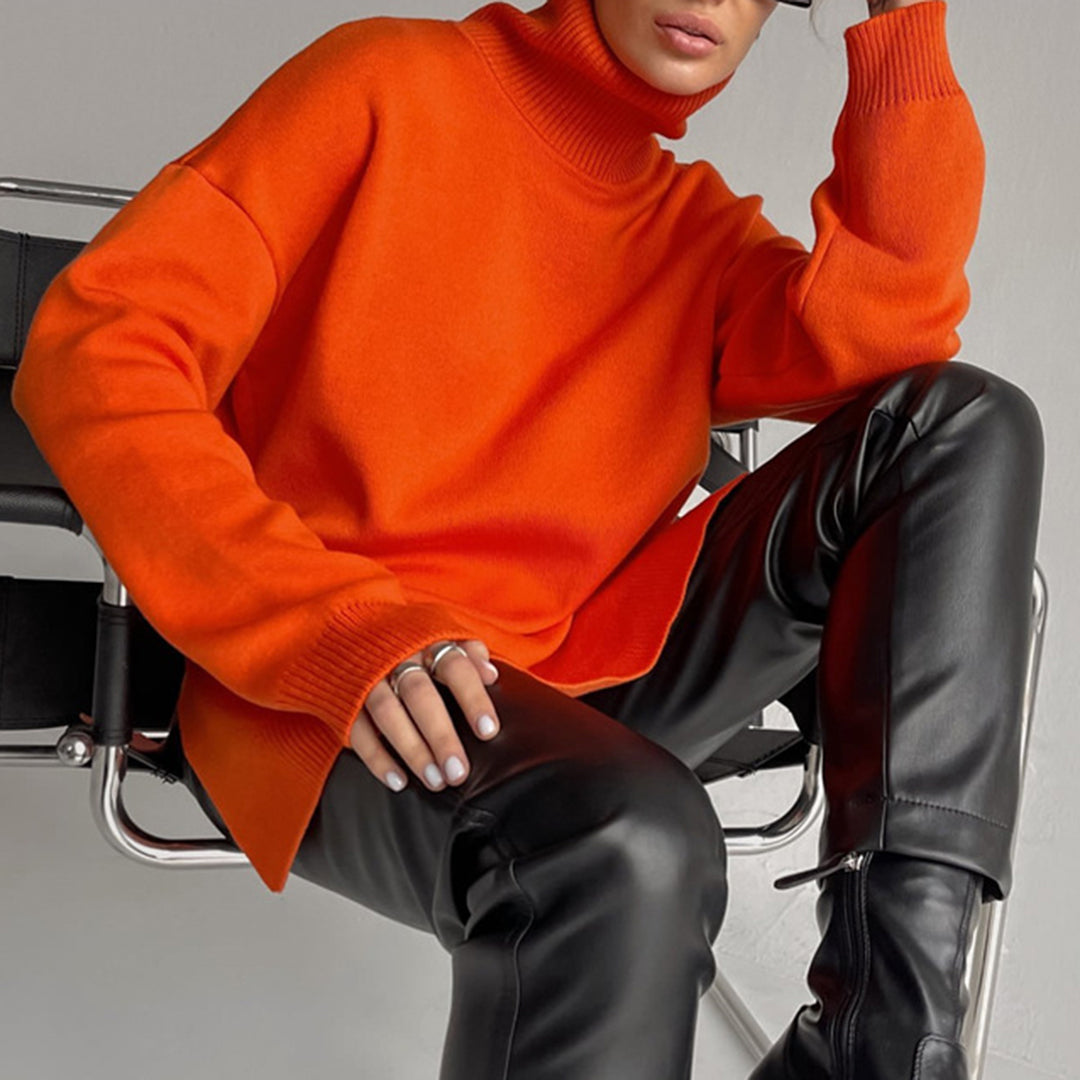 Pull Femme Chic à Col Montant Élégant 0