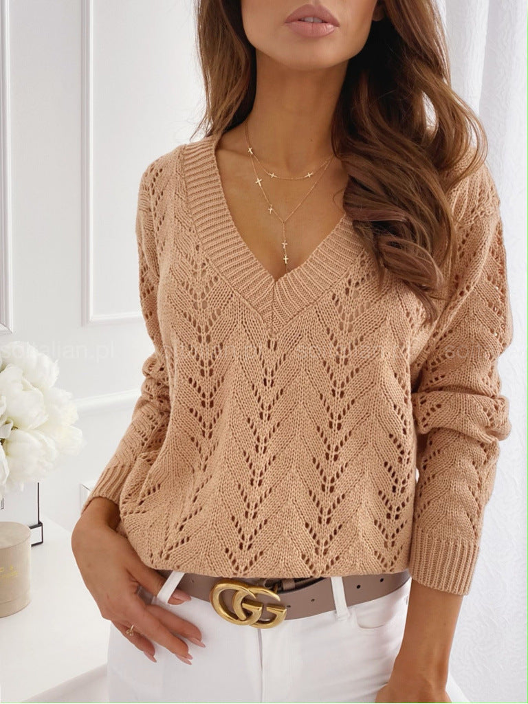 Pull Femme Chic à Col en V Ample 2