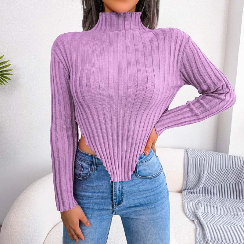 Pull Femme Col Roulé Long Asymétrique 0