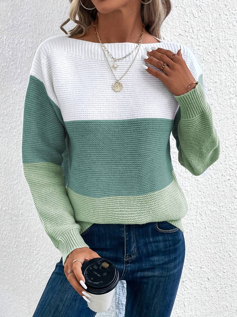Pull Femme Coloré Col Rond Élégant 1