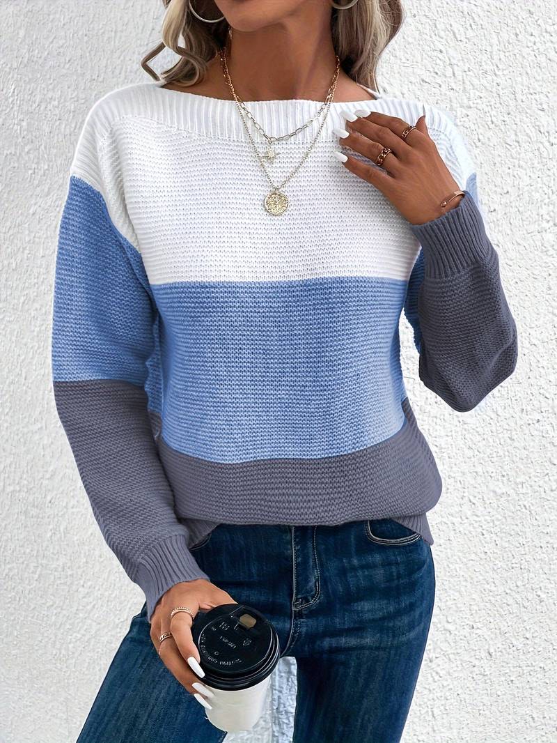 Pull Femme Coloré Col Rond Élégant 3