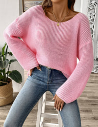 Bequemer Damenpullover mit weitem Ausschnitt, natürlicher Strick