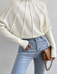 Lässiger Damenpullover mit halbem Rollkragen Herbstkollektion