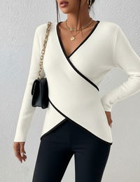 Damenpullover mit V-Ausschnitt aus Polarfleece Herbstkollektion, bequem