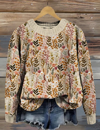 Pull Femme Floral Confortable Manches Longues