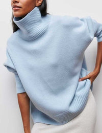 Damenpullover mit Rollkragen und voluminösen Ärmeln Schicker Stil